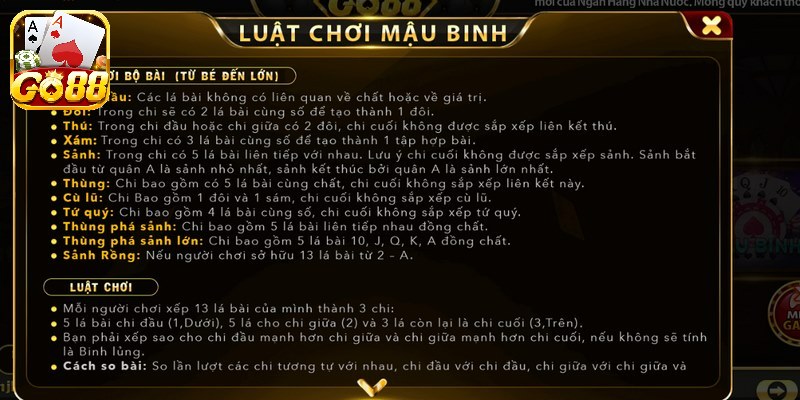 Sau khi đã sắp xếp hoàn thành 3 chi, người chơi sẽ so sánh các chi