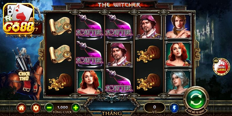 Trong witcher khi tân thủ có đủ 3 biểu tượng Wild sẽ được nhận 8 vòng quay free