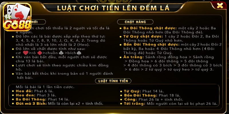 Hệ thống tính điểm trong đếm lá xác định dựa trên giá trị của bộ bài được đánh